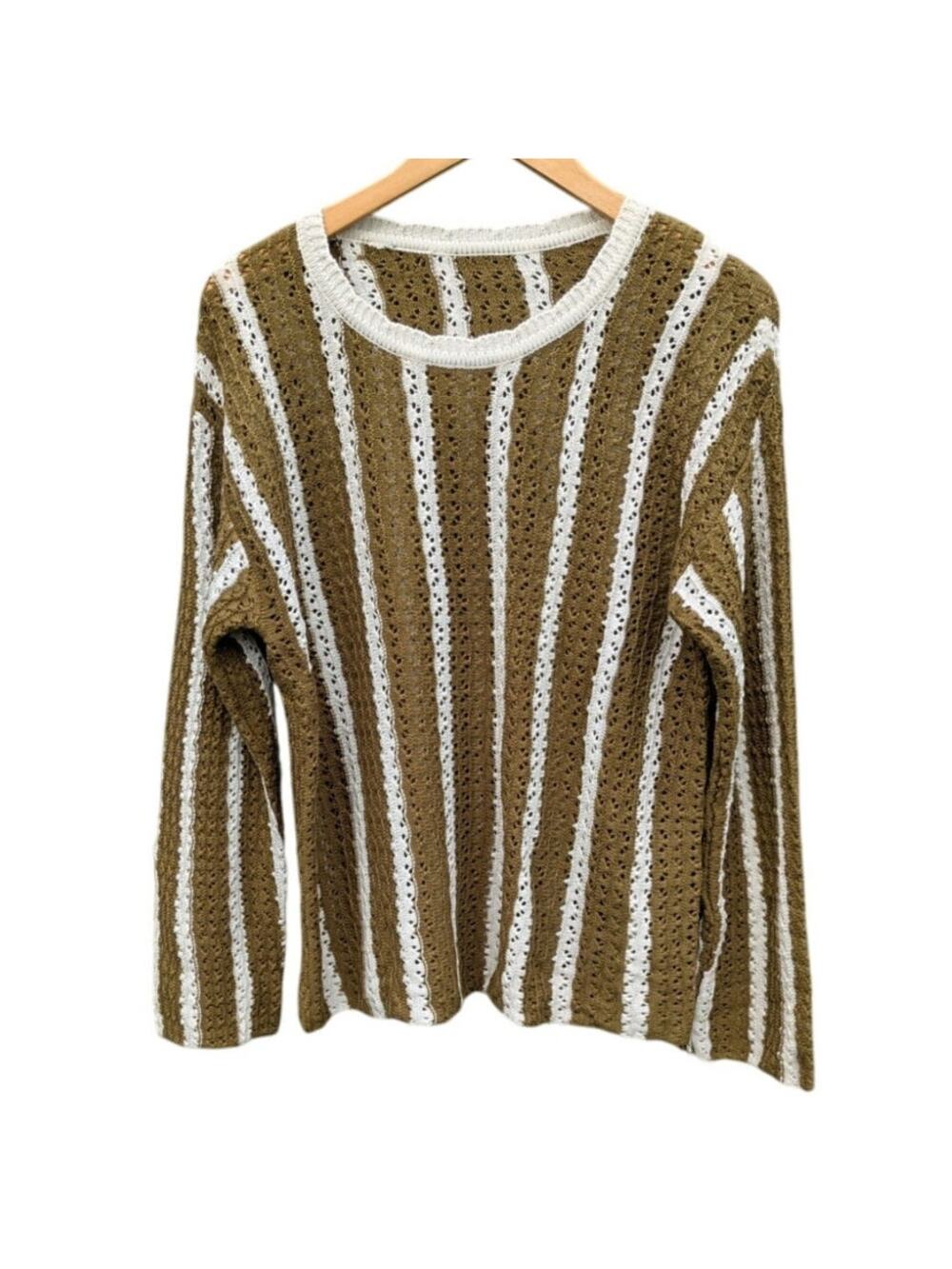 Knit Sweater fall cottage granny granola nature fairy camp boho crew neck L